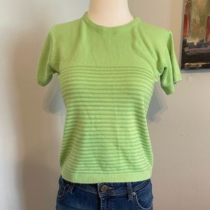 LORD & TAYLOR Green Short Sleeve Sweater ~ Large